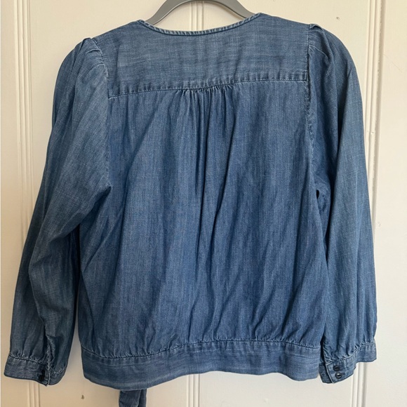 Madewell Long Sleeve Denim Wrap Top, Size Medium - Picture 8 of 9
